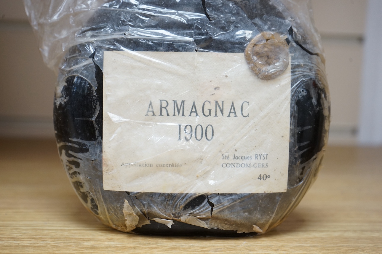 A bottle of Jacques Ryst Armagnac 1900. Condition - fair/good